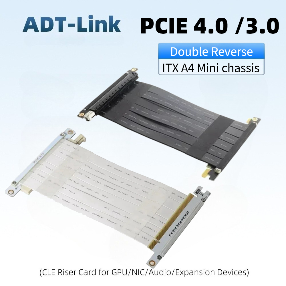 Pcie Riser Cable - Schwarz-Weißes Doppel-Reverse-Grafikkarten-Verlängerungskabel PCIe 4.0 3.0 X16