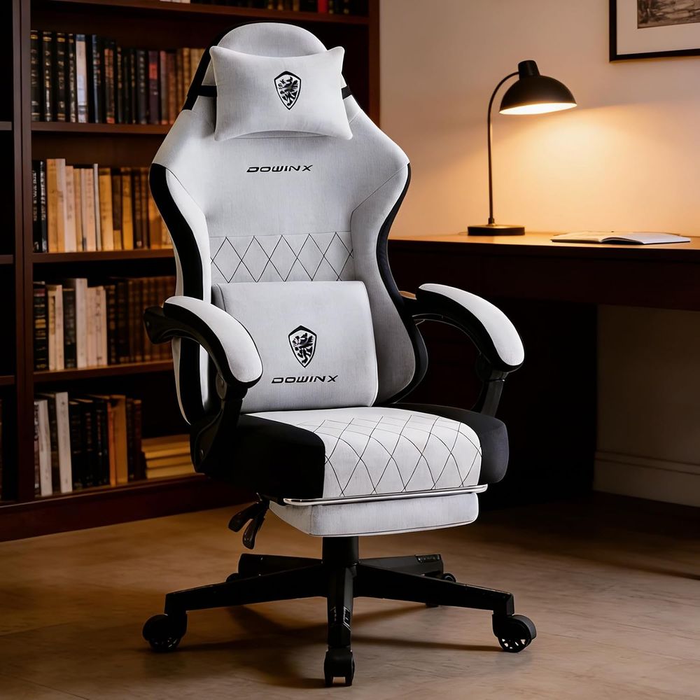 Gaming Chair Lumbar Pillow - Gaming-Stuhl mit Ket-Federkissen, Massage-Lendenkissen und Fußstütze,
