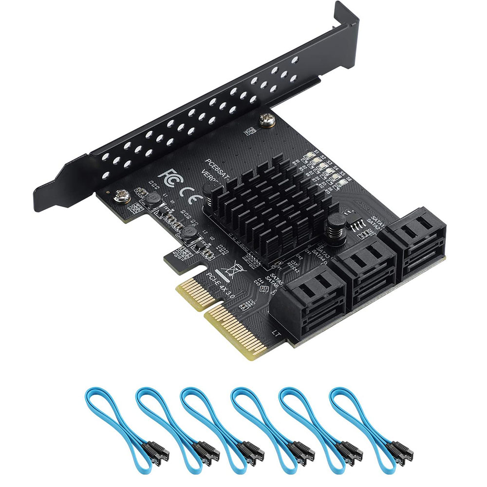 Pcie Riser Cable - PCIe 4X 1X SATA-Karte mit 6