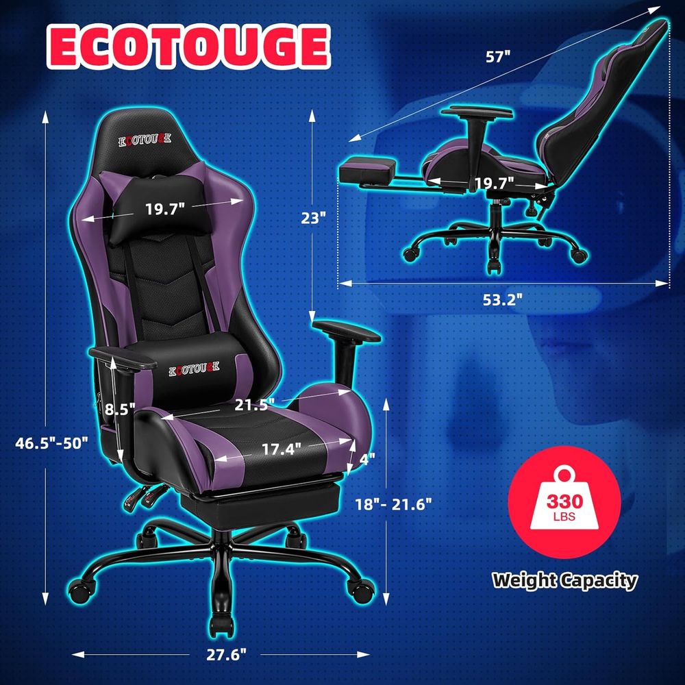 Rennstil-Gaming-Stuhl mit Fußs – Gaming Chair Lumbar Pillow Bewertung und Preis