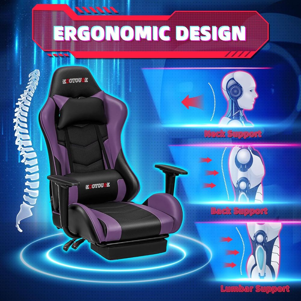 Rennstil-Gaming-Stuhl mit Fußs – Gaming Chair Lumbar Pillow Bewertung und Preis