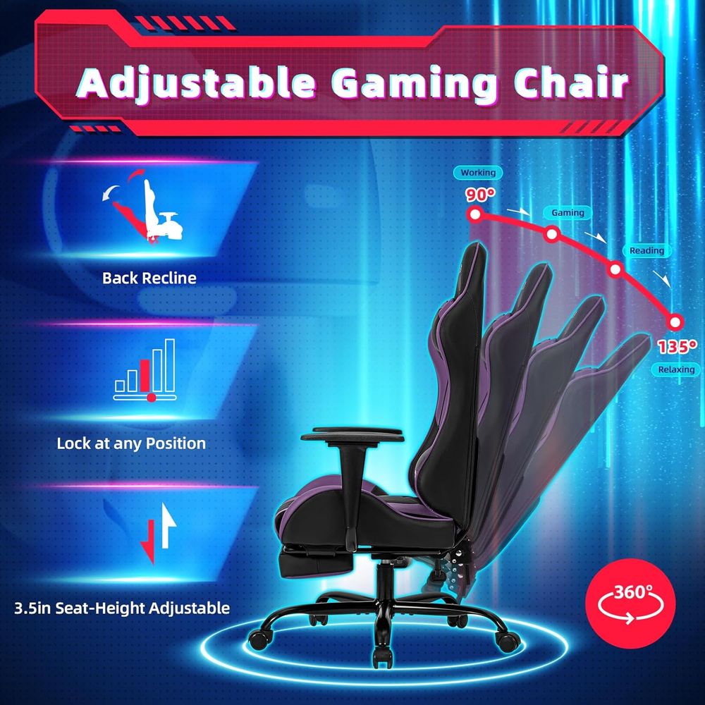 Rennstil-Gaming-Stuhl mit Fußs – Gaming Chair Lumbar Pillow Bewertung und Preis