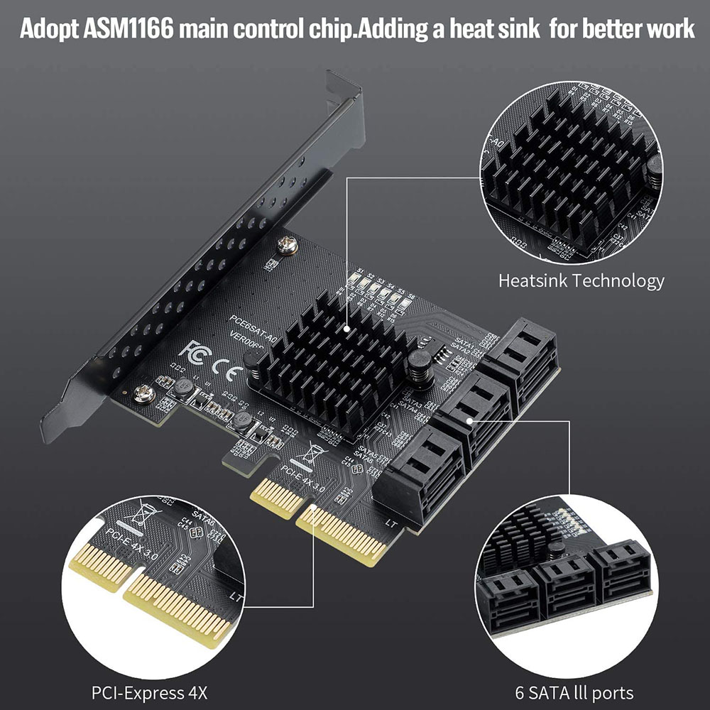 PCIe 4X 1X SATA-Karte mit 6 An – Pcie Riser Cable Bewertung und Preis